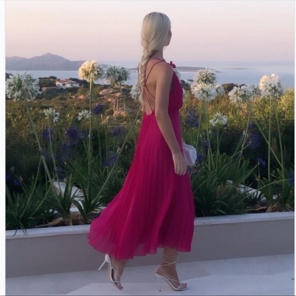 Zara pink pleated midi dress - Picture 8 of 10